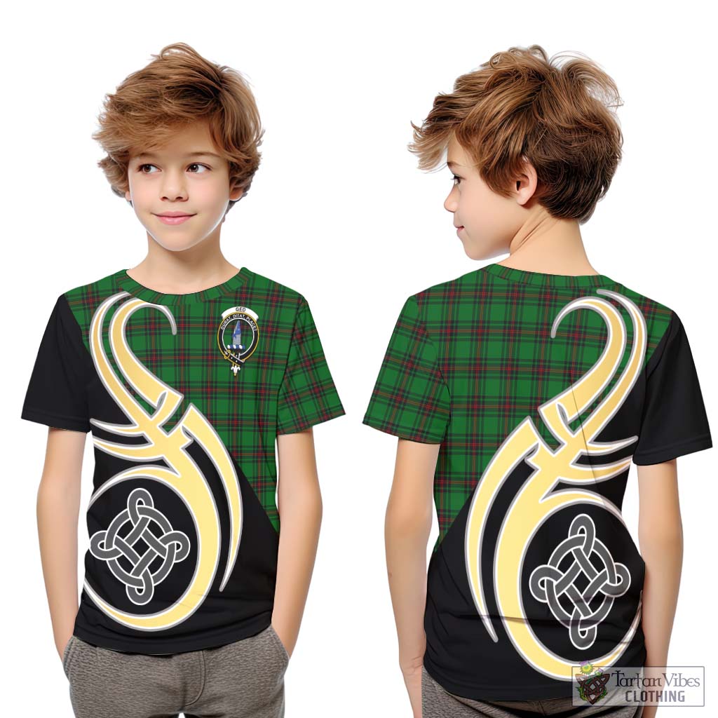 Ged Tartan Kid T-Shirt with Family Crest and Celtic Symbol Style Youth XL Size14 - Tartan Vibes Clothing