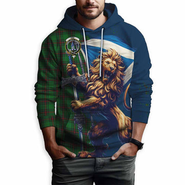 Ged Tartan Family Crest Hoodie with Scottish Majestic Lion