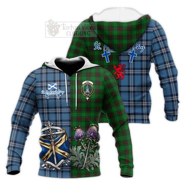 Ged Tartan Knitted Hoodie Happy St. Andrew's Day Half Tartan Style