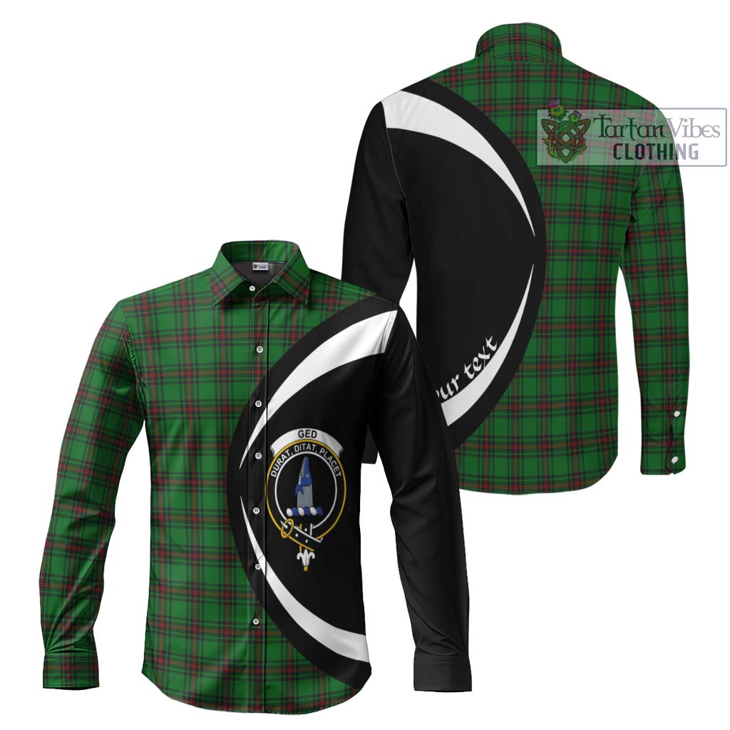 Ged Tartan Long Sleeve Button Up with Family Crest Circle Style Men's Shirt S - Tartan Vibes Clothing