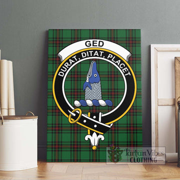 Ged Tartan Canvas Print Wall Art with Family Crest