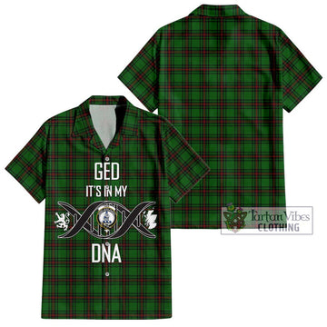 Ged Tartan Short Sleeve Button Shirt with Family Crest DNA In Me Style