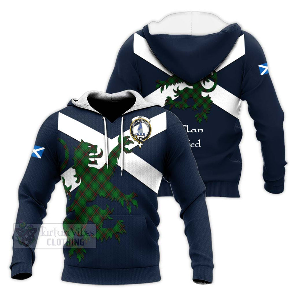 Tartan Vibes Clothing Ged Tartan Lion Rampant Knitted Hoodie – Proudly Display Your Heritage with Alba Gu Brath and Clan Name