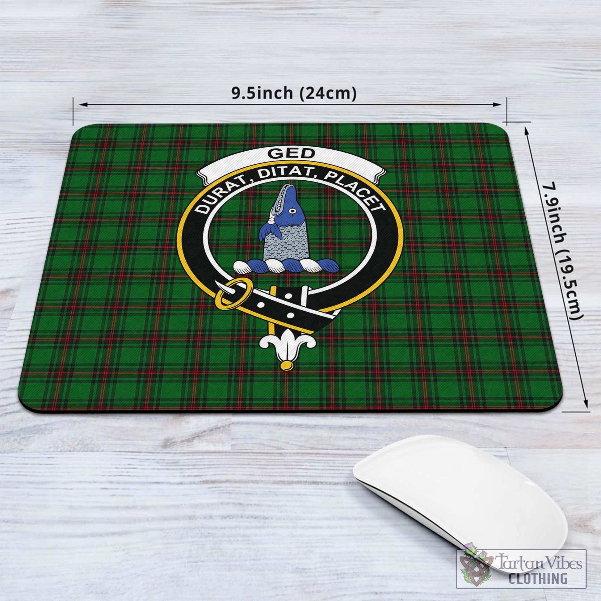 Tartan Vibes Clothing Ged Tartan Mouse Pad with Family Crest