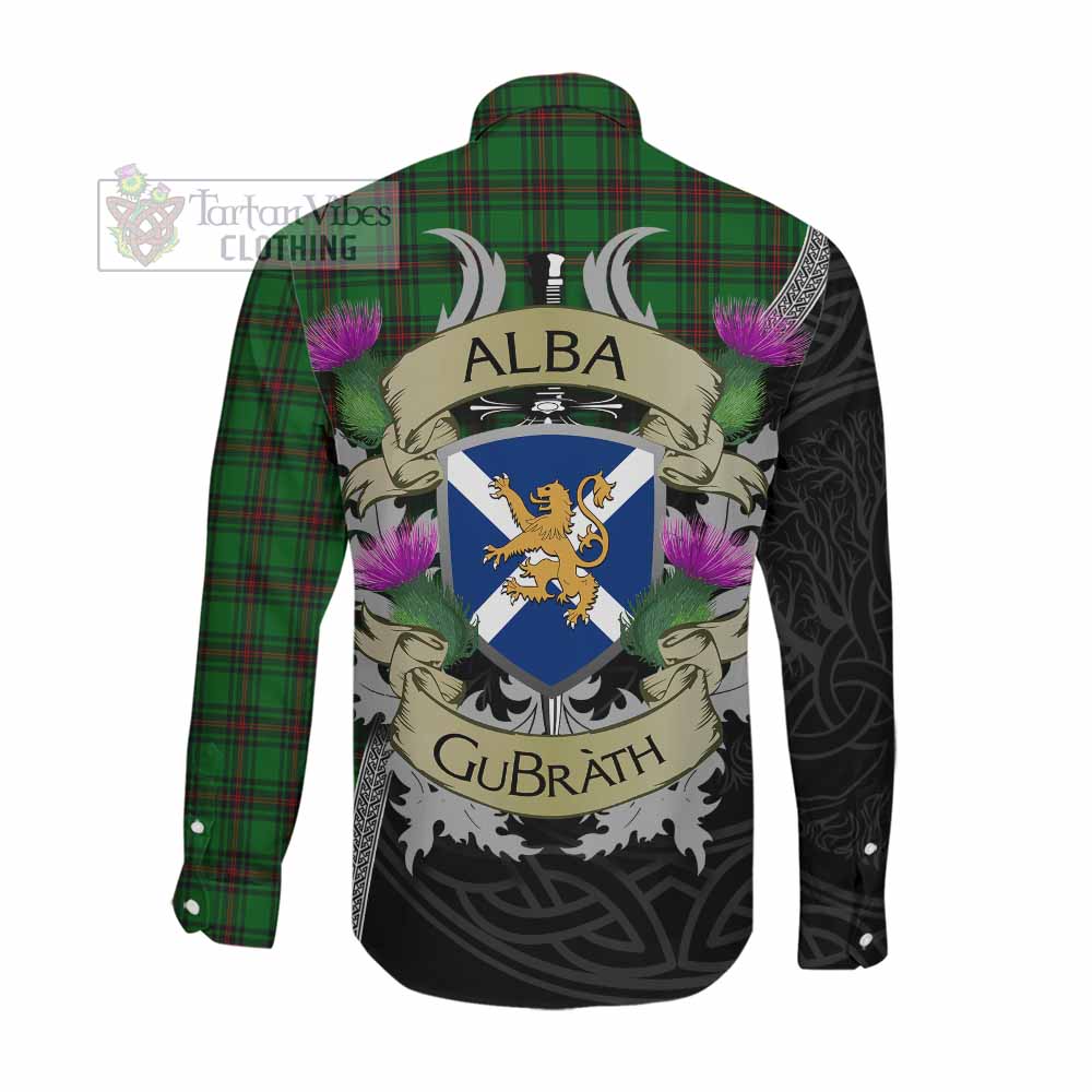 Ged Tartan Family Crest Long Sleeve Button Shirt Lion Rampant Royal Thistle Shield Celtic Inspired Men's Shirt - Tartan Vibes Clothing