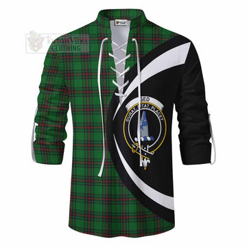 Ged Tartan Ghillie Kilt Shirt with Family Crest Circle Style