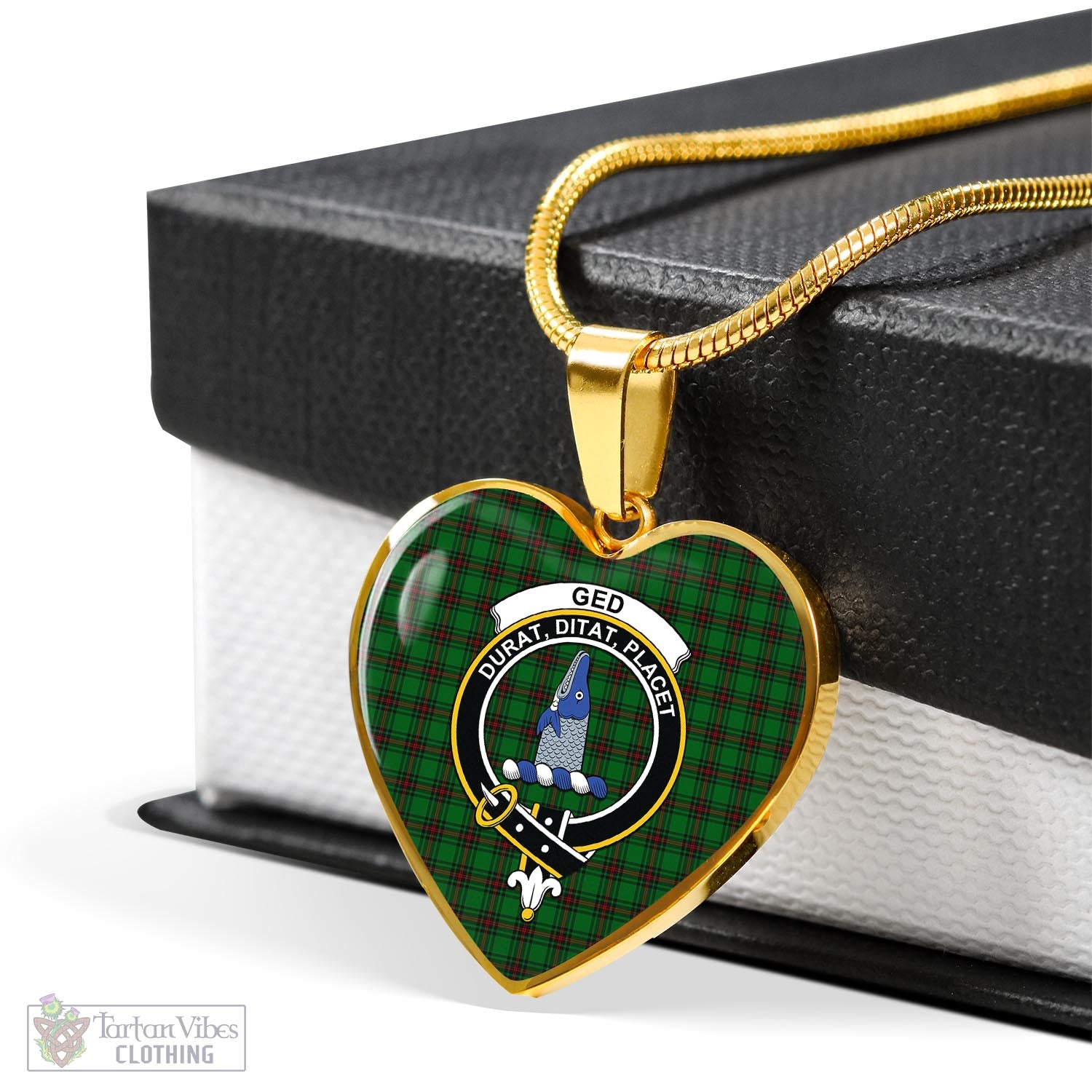 Tartan Vibes Clothing Ged Tartan Heart Necklace with Family Crest