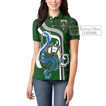 Ged Tartan Women's Polo Shirt with Epic Bagpipe Style