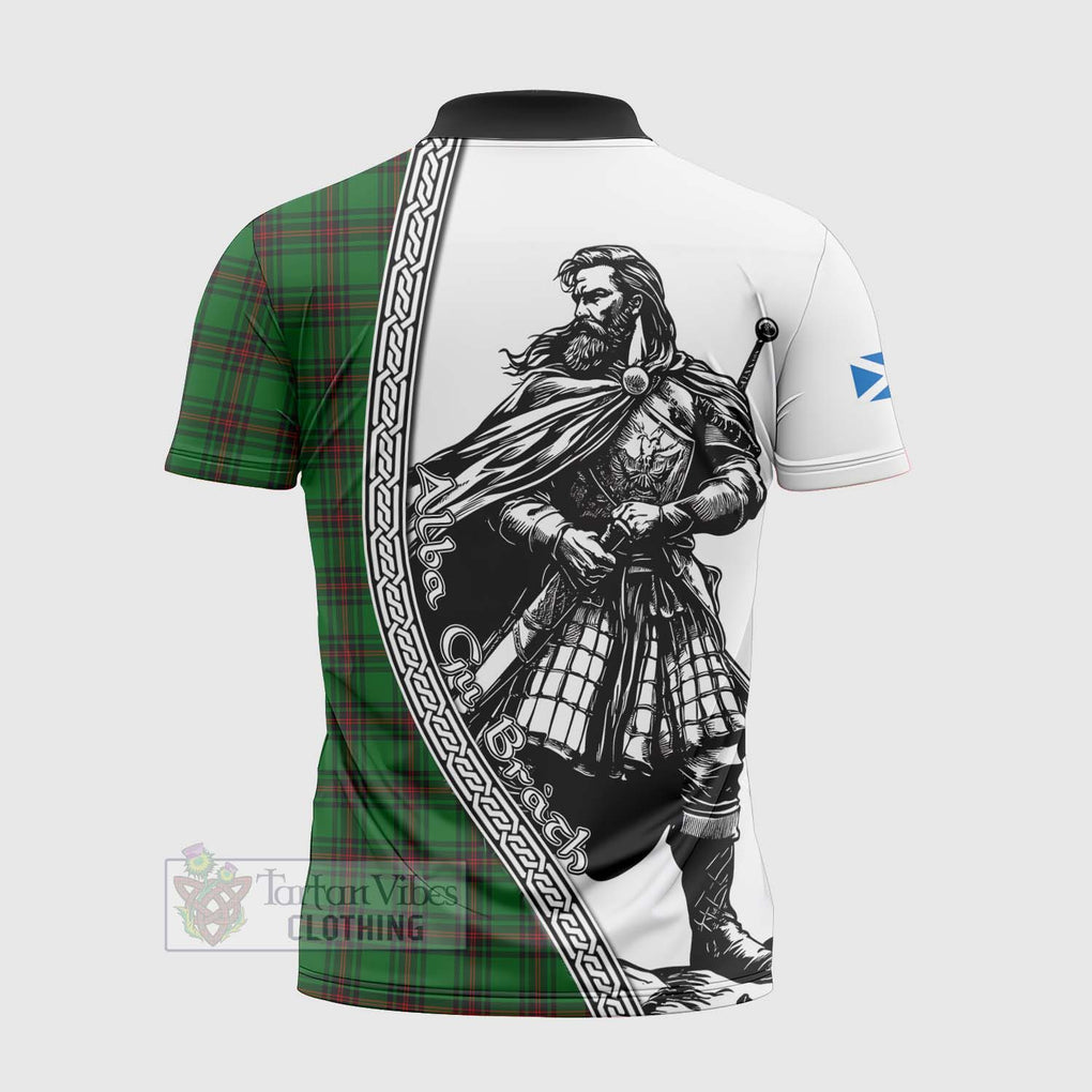 Tartan Vibes Clothing Ged Tartan Clan Crest Zipper Polo Shirt with Highlander Warrior Celtic Style