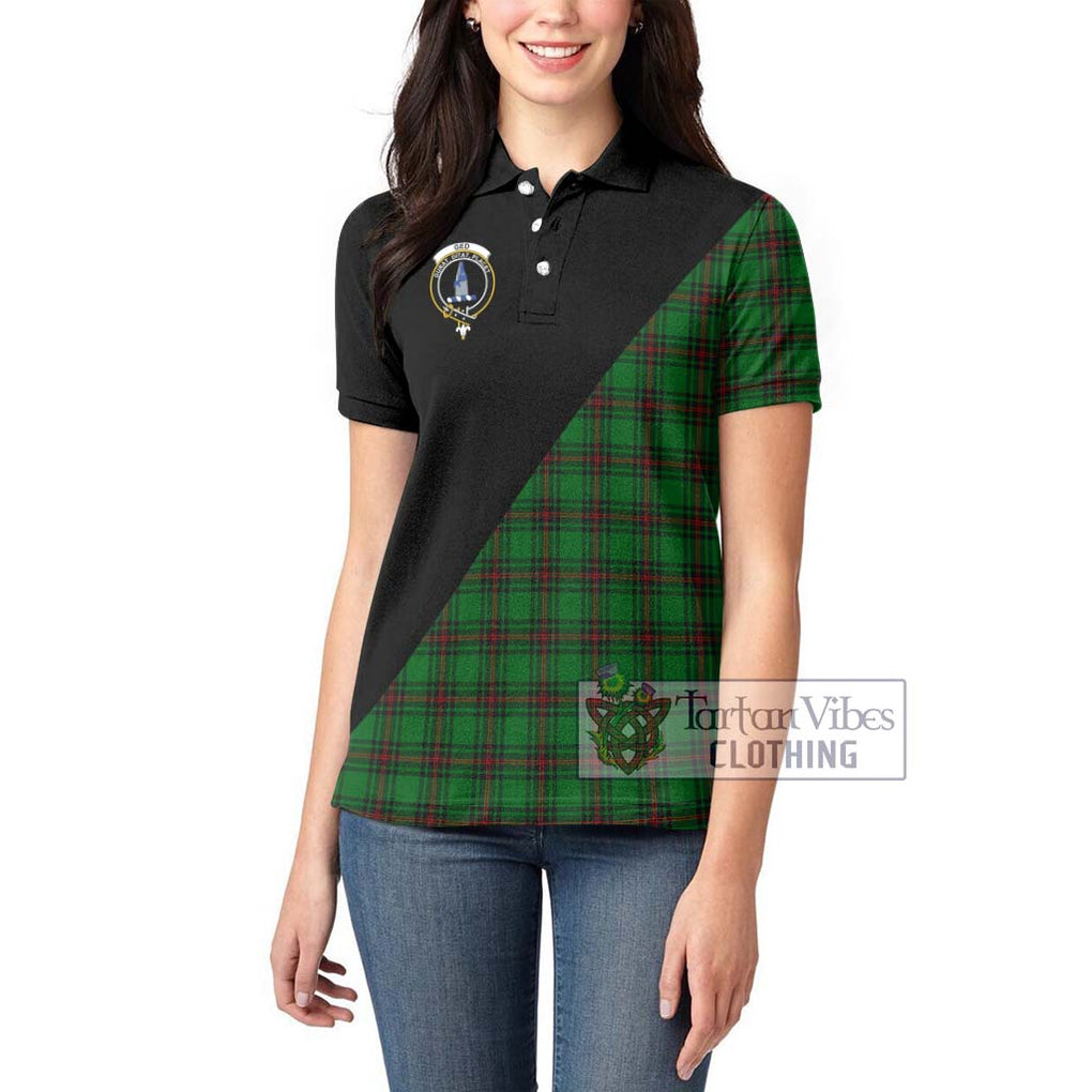 Ged Tartan Women's Polo Shirt with Family Crest and Military Logo Style - Tartanvibesclothing Shop