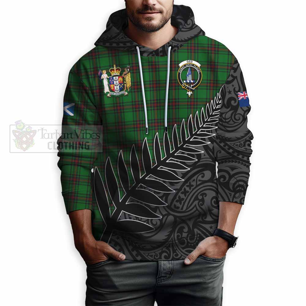 Tartan Vibes Clothing Ged Crest Tartan Hoodie with New Zealand Silver Fern Half Style