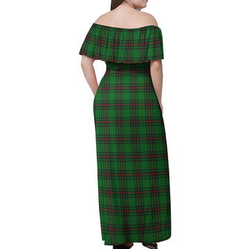 Ged Tartan Off Shoulder Long Dress