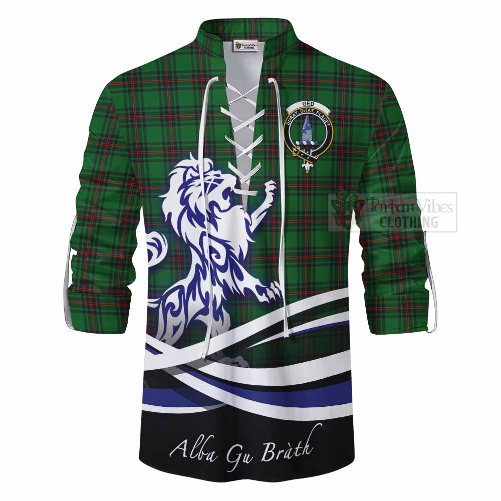 Tartan Vibes Clothing Ged Tartan Ghillie Kilt Shirt with Alba Gu Brath Regal Lion Emblem