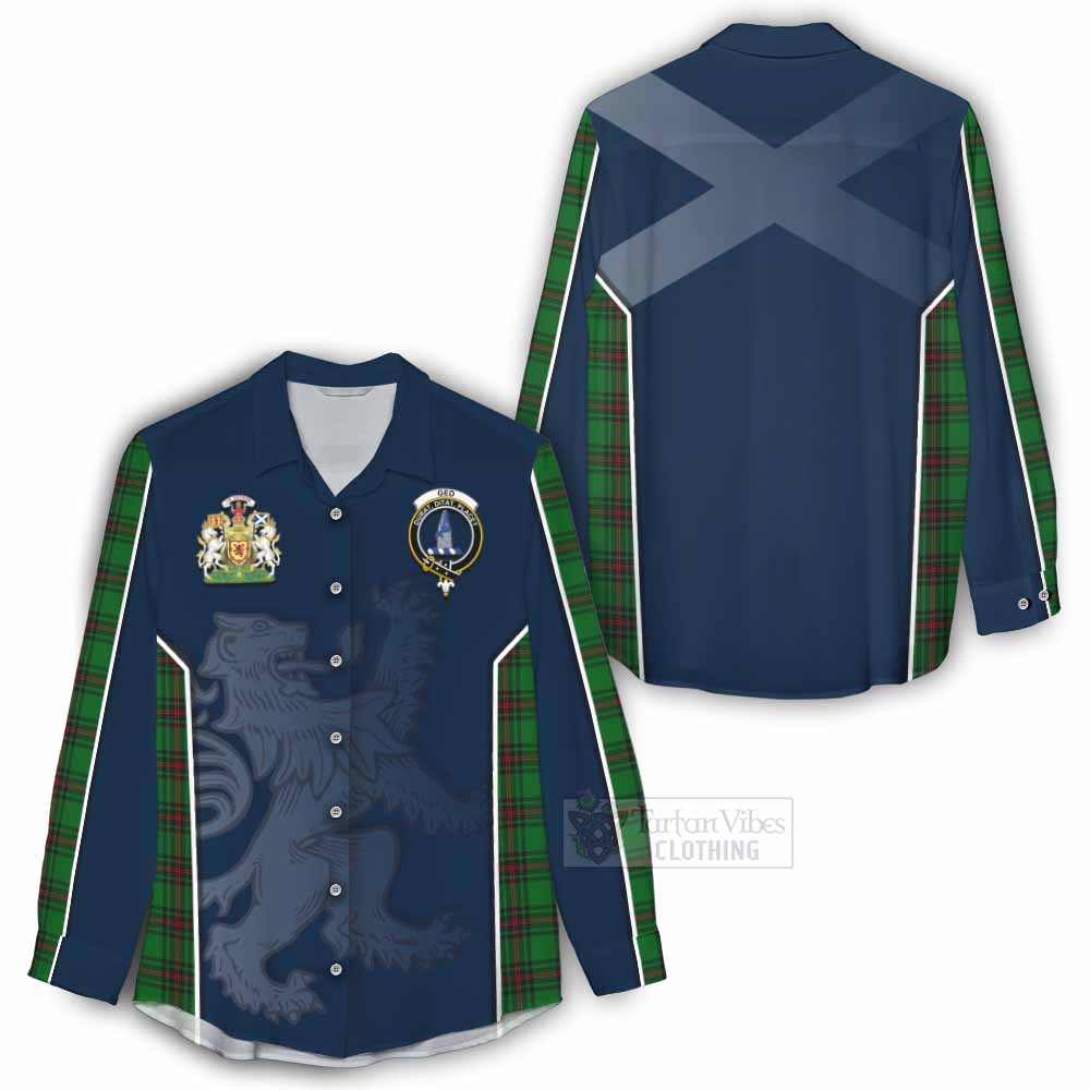 Tartan Vibes Clothing Ged Tartan Women's Casual Shirt with Family Crest and Lion Rampant Vibes Sport Style