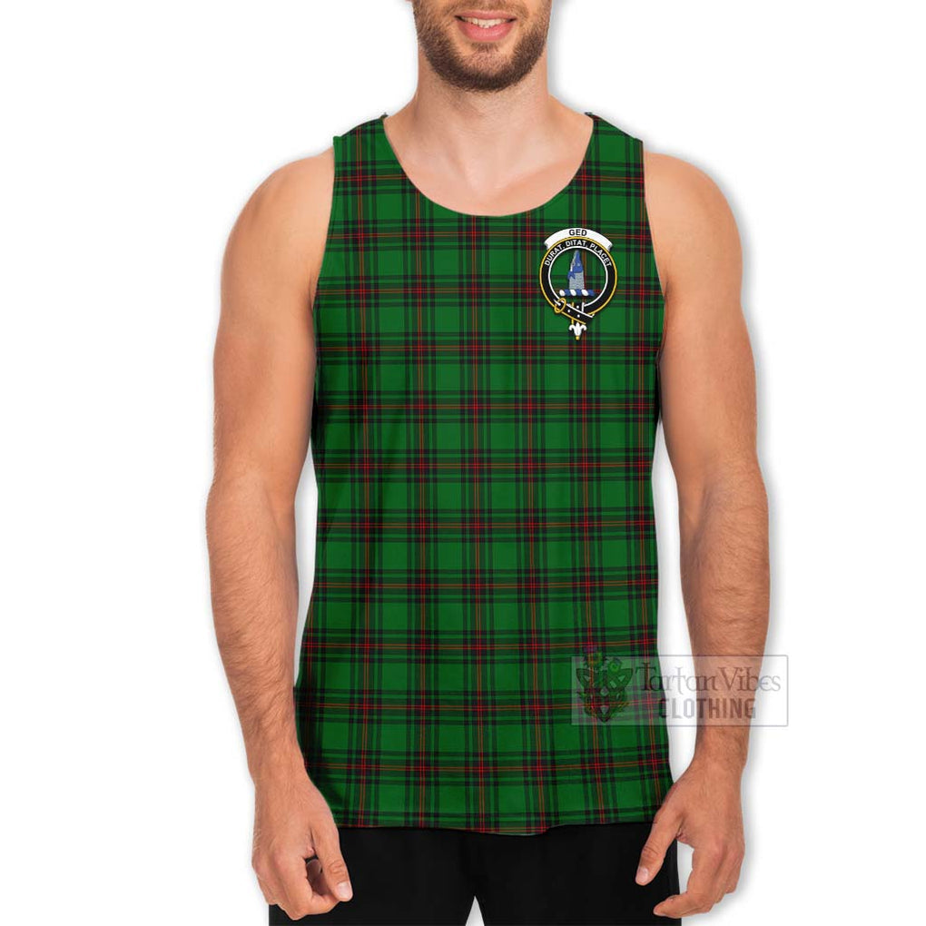 Tartan Vibes Clothing Ged Tartan Men's Tank Top with Family Crest Celtic Skull Style