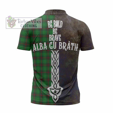Ged Tartan Family Crest Zipper Polo Shirt Alba Gu Brath Be Brave Lion Ancient Style - Tartan Vibes Clothing