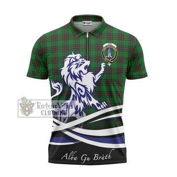 Ged Tartan Zipper Polo Shirt with Alba Gu Brath Regal Lion Emblem