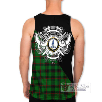 Ged Tartan Men's Tank Top with Family Crest and Military Logo Style