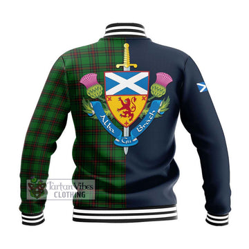 Ged Tartan Baseball Jacket Alba with Scottish Lion Royal Arm Half Style - Tartan Vibes Clothing
