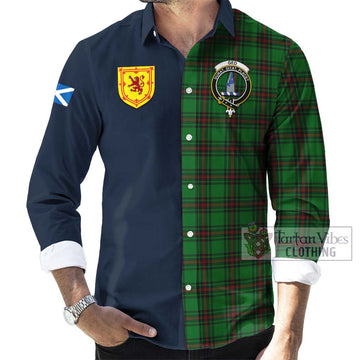 Ged Tartan Long Sleeve Button Shirt Alba with Scottish Lion Royal Arm Half Style