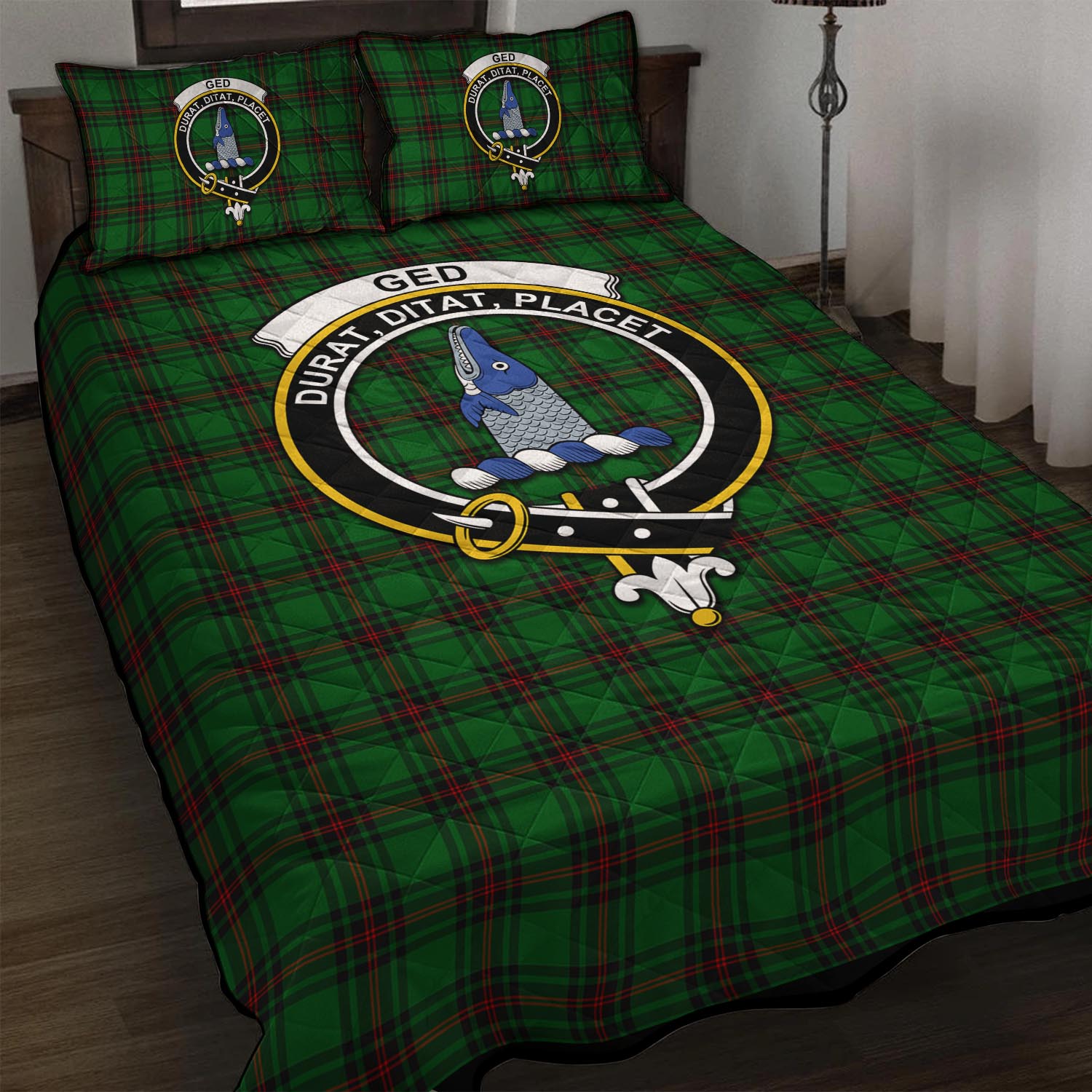 Ged Tartan Quilt Bed Set with Family Crest - Tartan Vibes Clothing