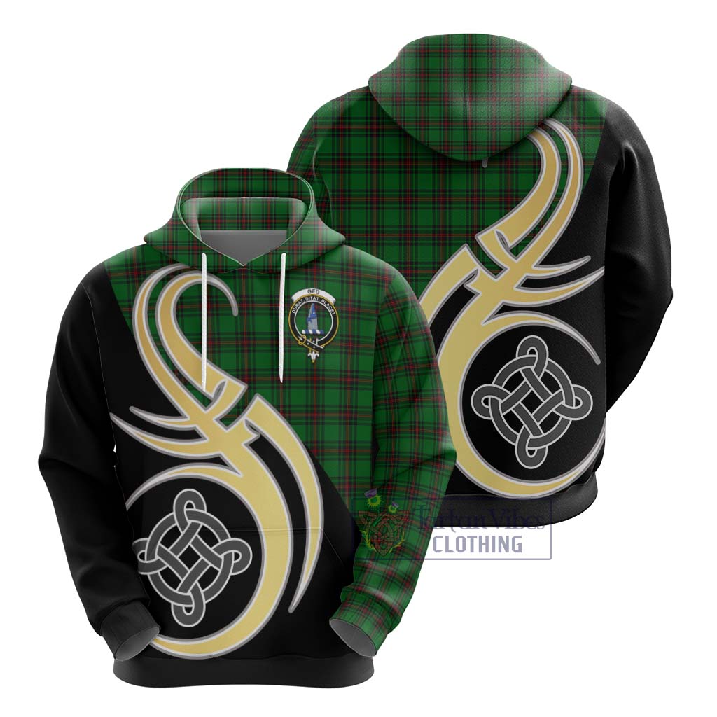 Ged Tartan Hoodie with Family Crest and Celtic Symbol Style - Tartan Vibes Clothing