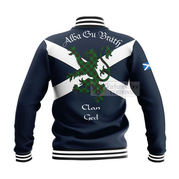 Ged Tartan Lion Rampant Baseball Jacket  Proudly Display Your Heritage with Alba Gu Brath and Clan Name