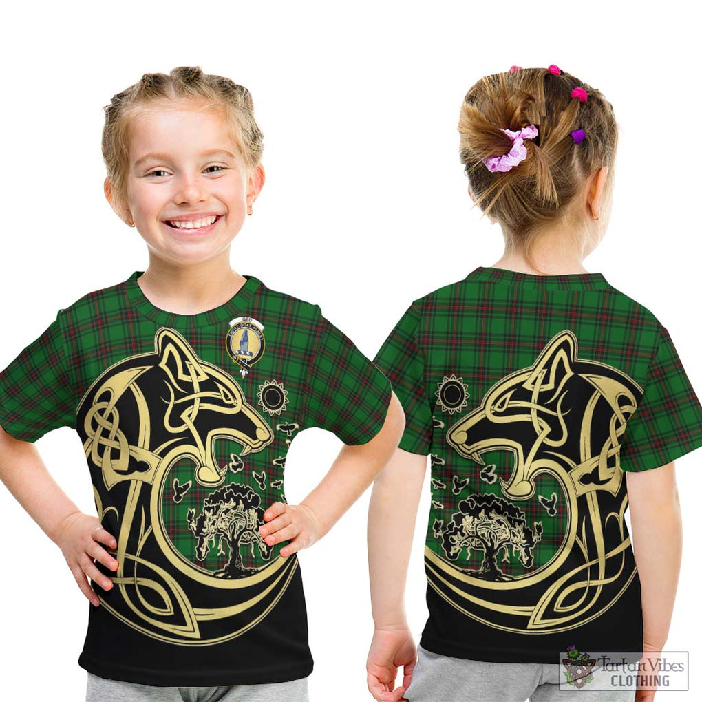 Ged Tartan Kid T-Shirt with Family Crest Celtic Wolf Style - Tartan Vibes Clothing