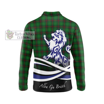 Ged Tartan Long Sleeve Polo Shirt with Alba Gu Brath Regal Lion Emblem