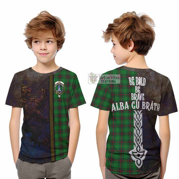 Ged Tartan Family Crest Kid T-Shirt Alba Gu Brath Be Brave Lion Ancient Style - Tartan Vibes Clothing