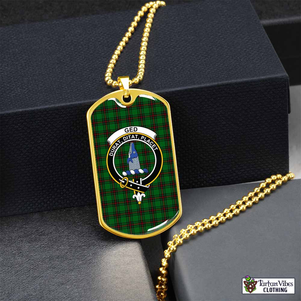 Tartan Vibes Clothing Ged Tartan Dog Tag Necklace with Family Crest