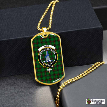 Ged Tartan Dog Tag Necklace with Family Crest