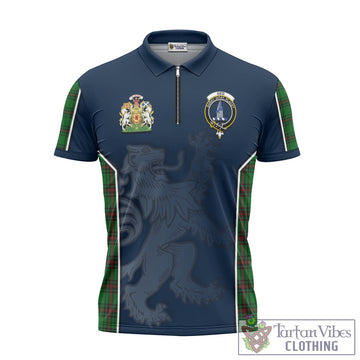 Ged Tartan Zipper Polo Shirt with Family Crest and Lion Rampant Vibes Sport Style