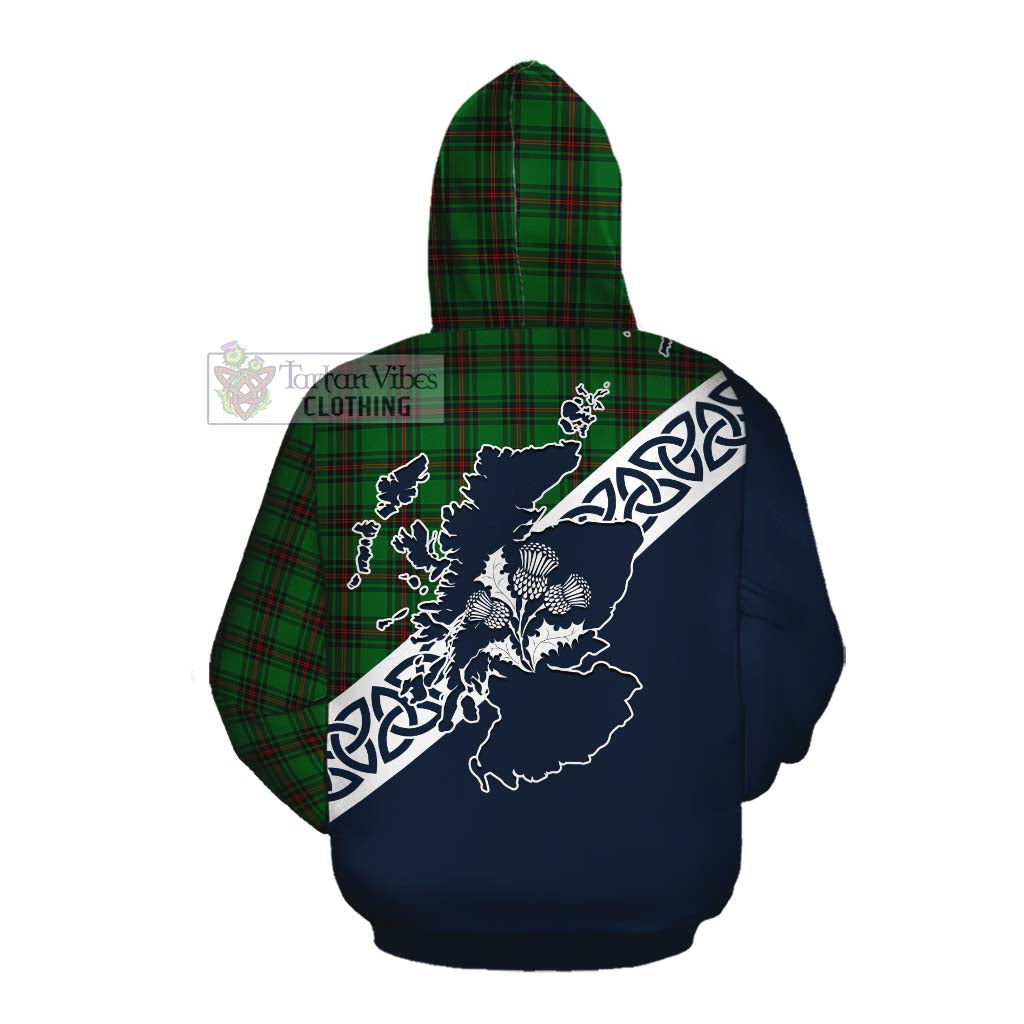Ged Tartan Cotton Hoodie Featuring Thistle and Scotland Map Pullover Hoodie - Tartan Vibes Clothing