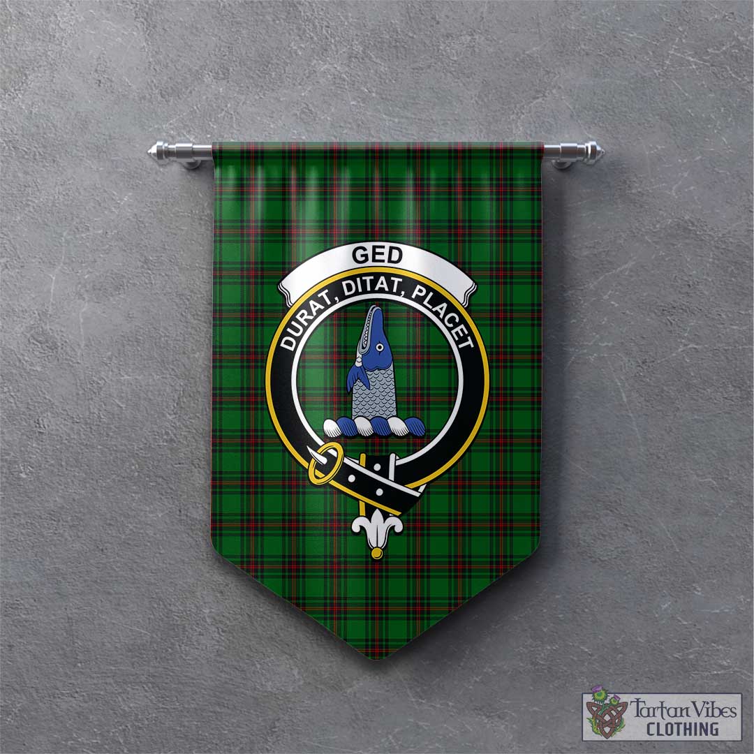 Tartan Vibes Clothing Ged Tartan Gonfalon, Tartan Banner with Family Crest