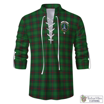 Ged Tartan Men's Scottish Traditional Jacobite Ghillie Kilt Shirt with Family Crest