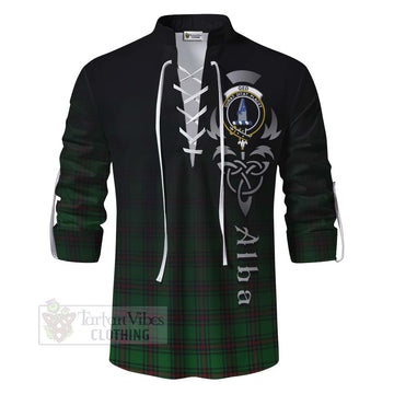 Ged Tartan Ghillie Kilt Shirt Featuring Alba Gu Brath Family Crest Celtic Inspired