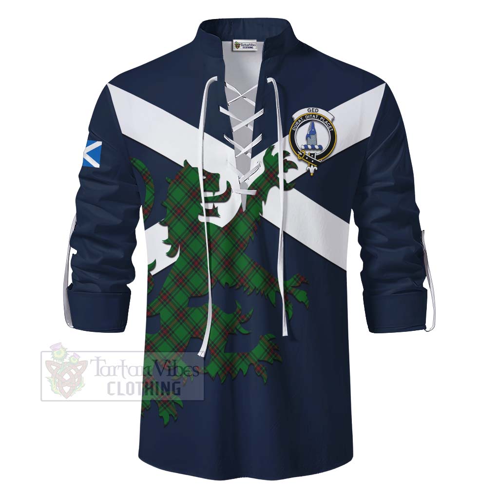 Tartan Vibes Clothing Ged Tartan Lion Rampant Ghillie Kilt Shirt Proudly Display Your Heritage with Alba Gu Brath and Clan Name