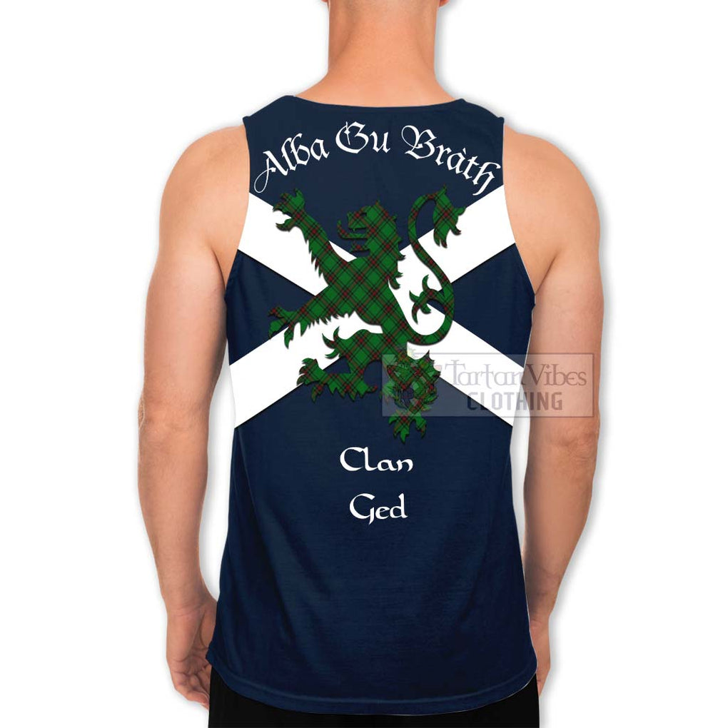 Tartan Vibes Clothing Ged Tartan Lion Rampant Men's Tank Top – Proudly Display Your Heritage with Alba Gu Brath and Clan Name