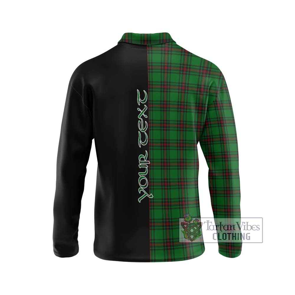 Ged Tartan Long Sleeve Polo Shirt with Family Crest and Half Of Me Style - Tartanvibesclothing Shop