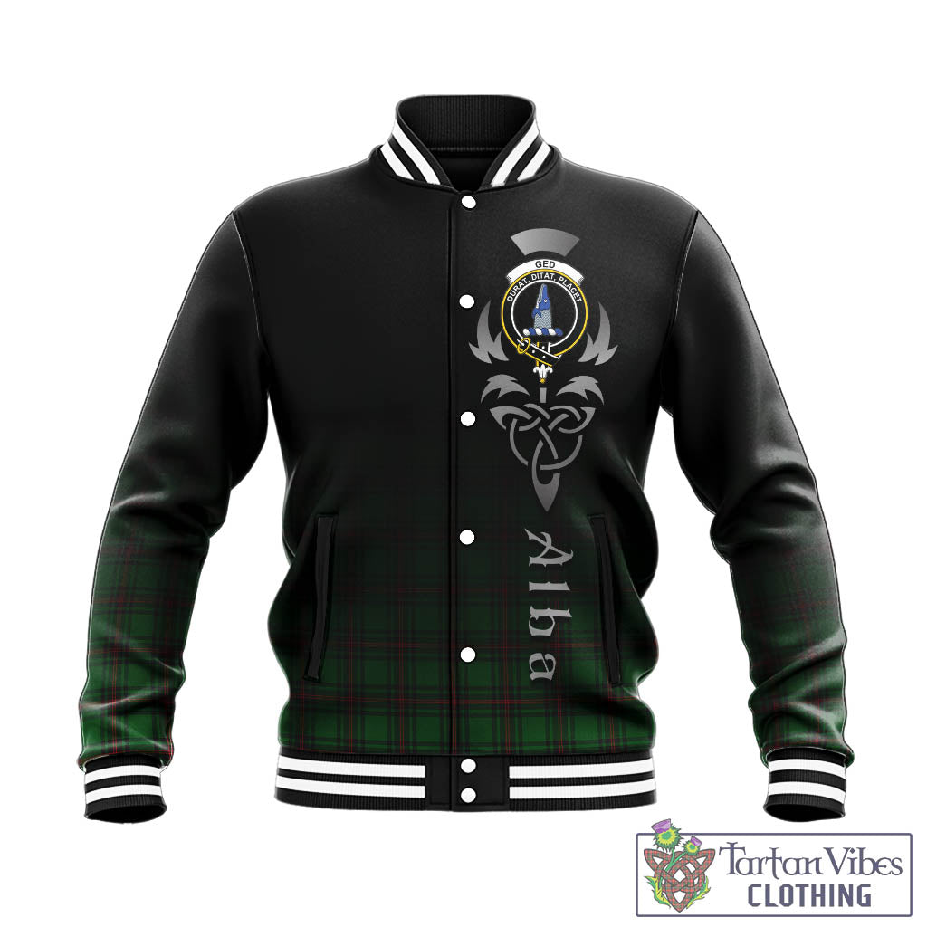 Tartan Vibes Clothing Ged Tartan Baseball Jacket Featuring Alba Gu Brath Family Crest Celtic Inspired