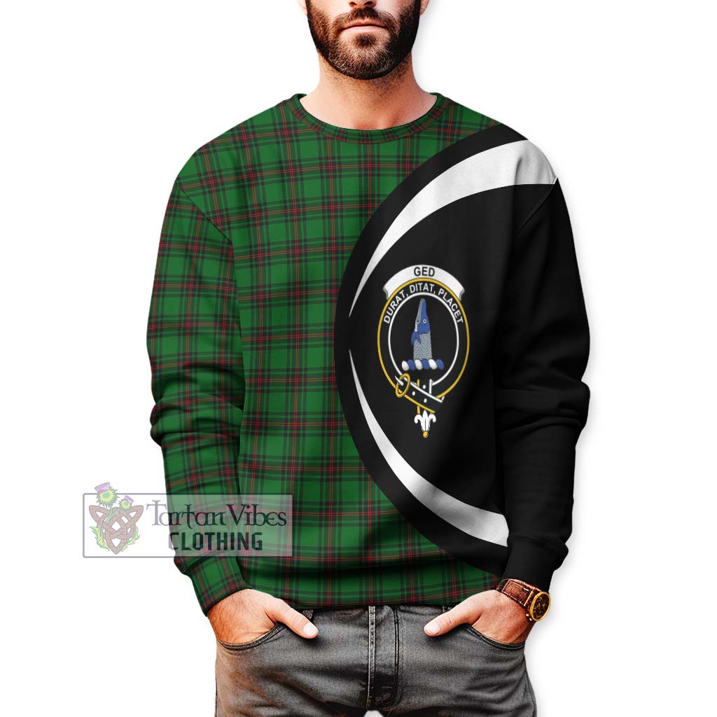 Ged Tartan Sweatshirt with Family Crest Circle Style - Tartan Vibes Clothing