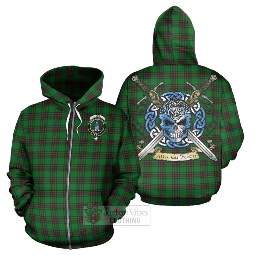 Tartan Vibes Clothing Ged Tartan Hoodie with Family Crest Celtic Skull Style