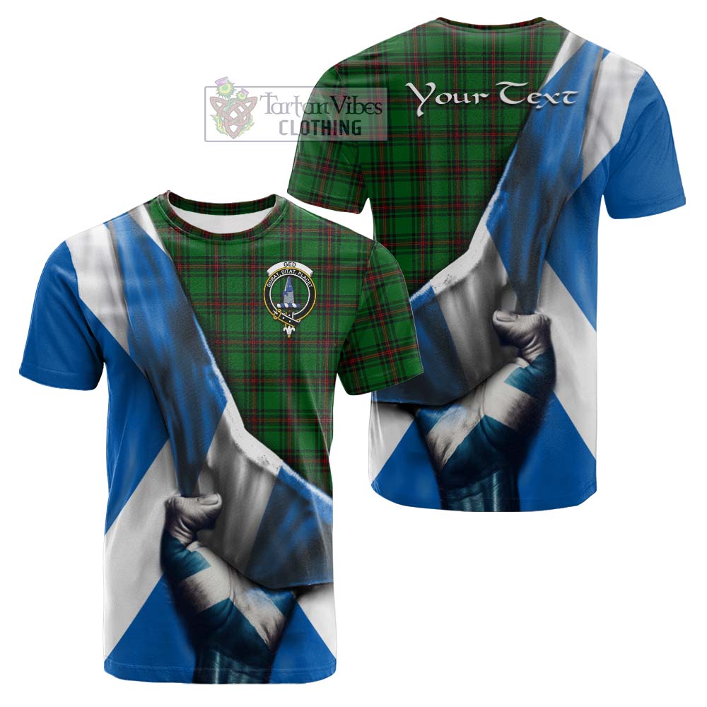 Tartan Vibes Clothing Ged Tartan Cotton T-shirt with Family Crest Scotland Patriotic Style