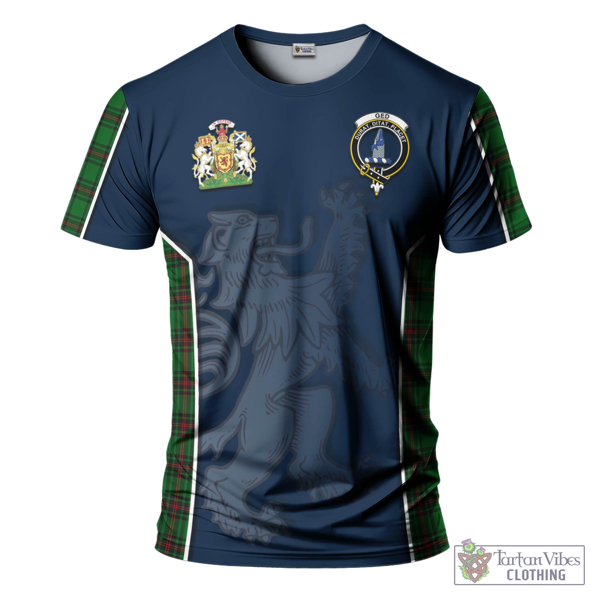 Tartan Vibes Clothing Ged Tartan T-Shirt with Family Crest and Lion Rampant Vibes Sport Style