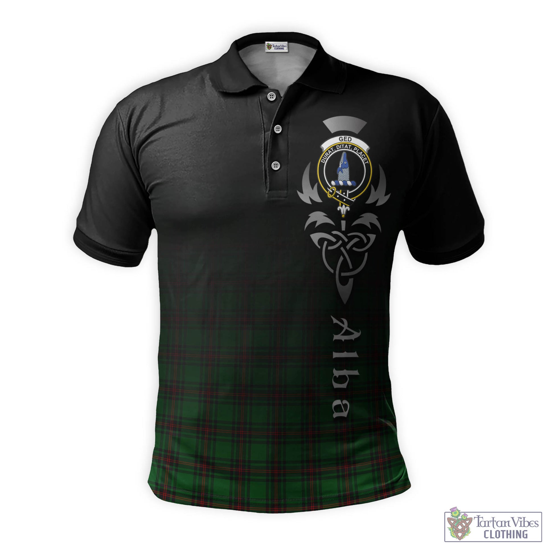 Tartan Vibes Clothing Ged Tartan Polo Shirt Featuring Alba Gu Brath Family Crest Celtic Inspired