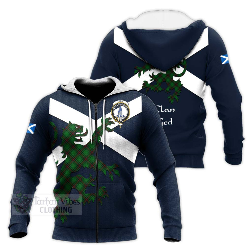 Tartan Vibes Clothing Ged Tartan Lion Rampant Knitted Hoodie – Proudly Display Your Heritage with Alba Gu Brath and Clan Name