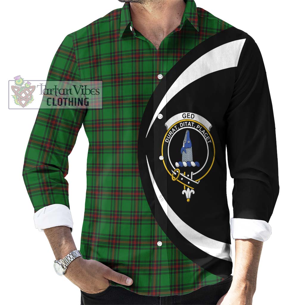 Ged Tartan Long Sleeve Button Up with Family Crest Circle Style - Tartan Vibes Clothing