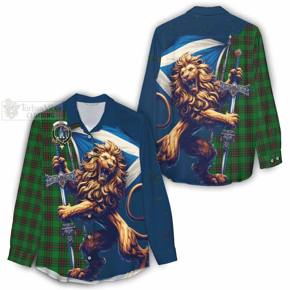 Tartan Vibes Clothing Ged Tartan Family Crest Women's Casual Shirt with Scottish Majestic Lion