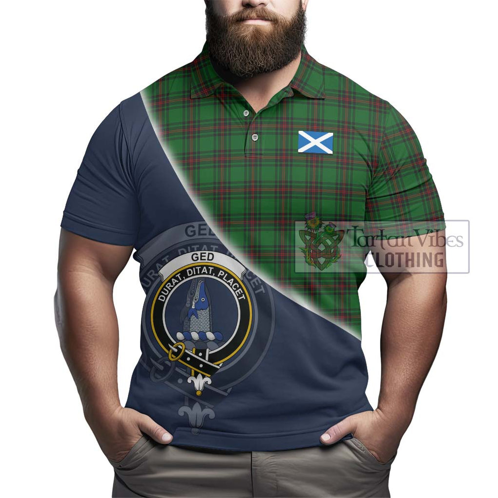 Ged Tartan Polo Shirt with Personalised National Flag and Family Crest Half Style - Tartanvibesclothing Shop